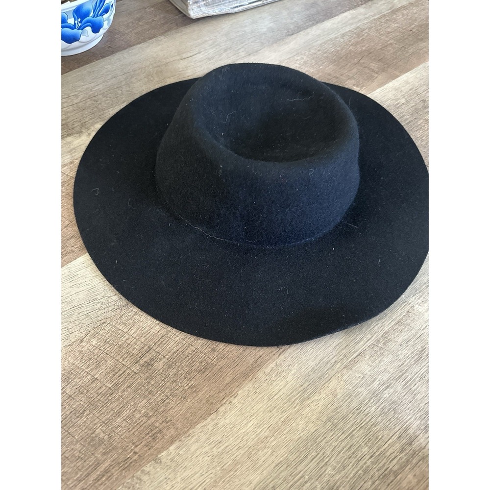 Midland Supply Co Black Wide Brim Felt Fedora Hat Size Large Chicago USA